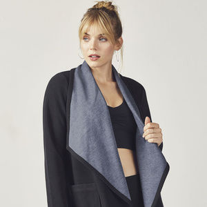 NWT DESIGNER Moscow Coat Drape BLACK Midnight Blue